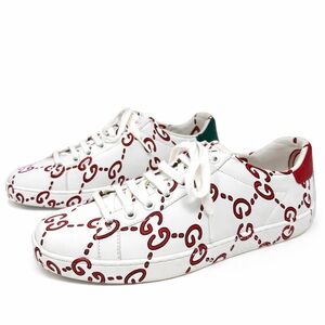 Gucci Ace GG Print Leather Sneakers Size 38